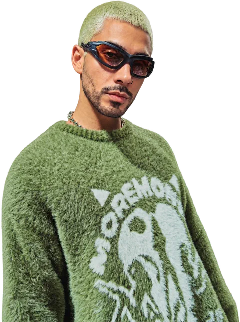 Siavash, known as KioMaD, wearing sunglasses and a green sweater